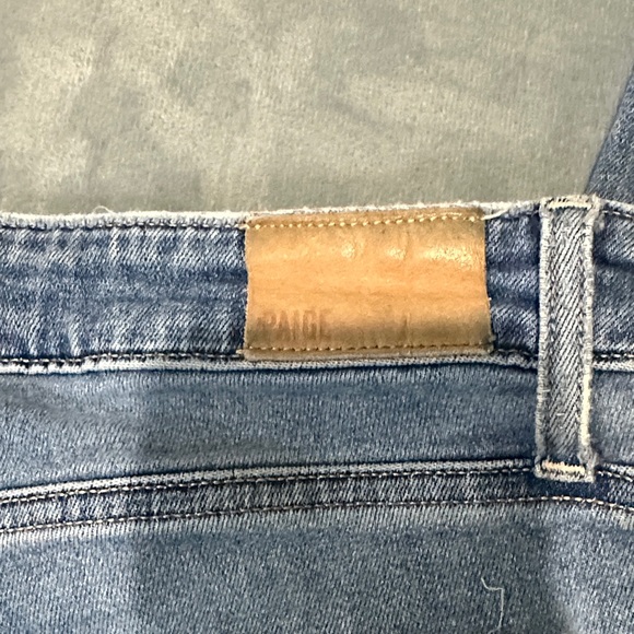 PAIGE Hoxton Slim Women's Distressed Lt Blue Cropped Frayed Jeans 29 See Details - Picture 7 of 14